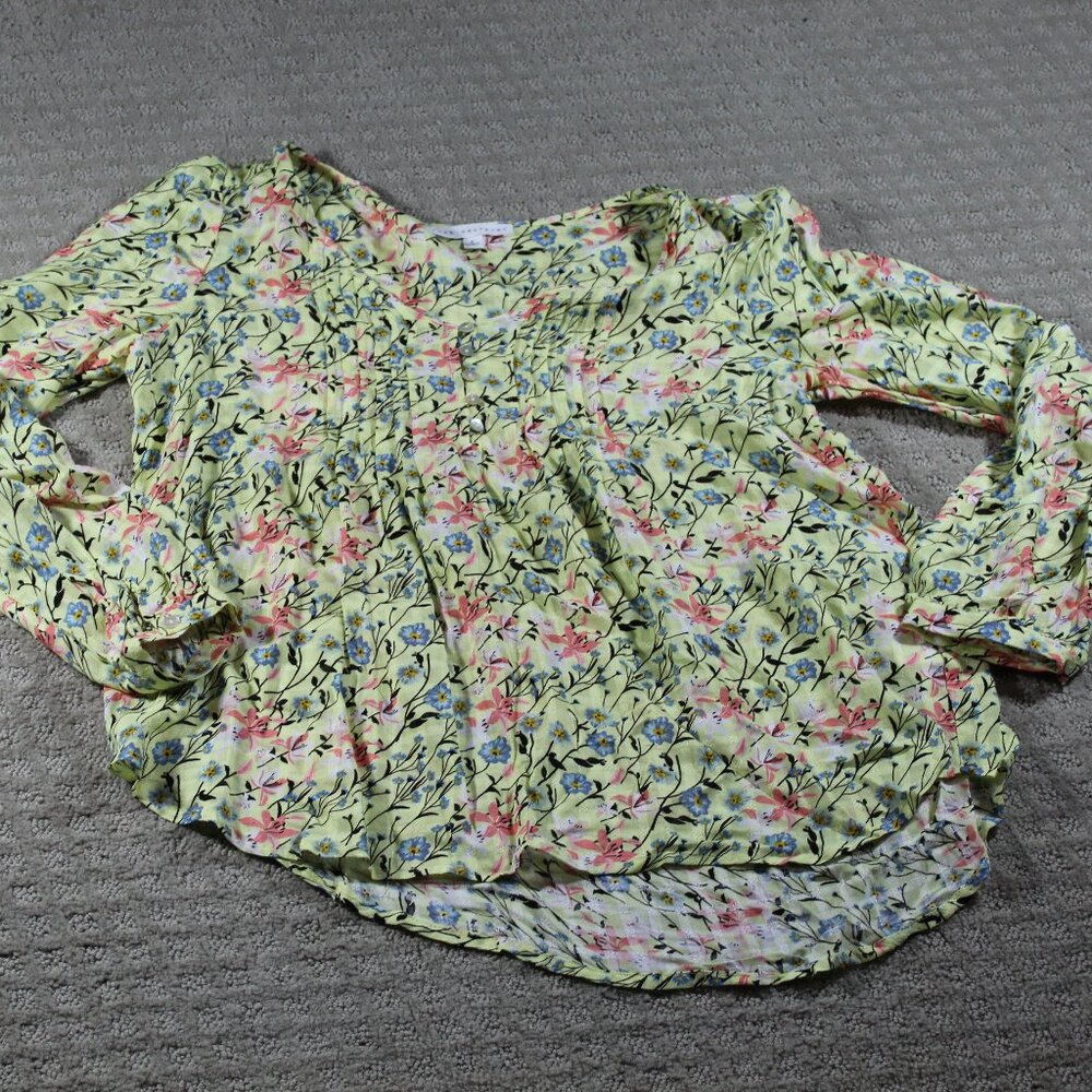Jane + Delancey Womens Size Small Yellow Floral Lightweight Flowy Top